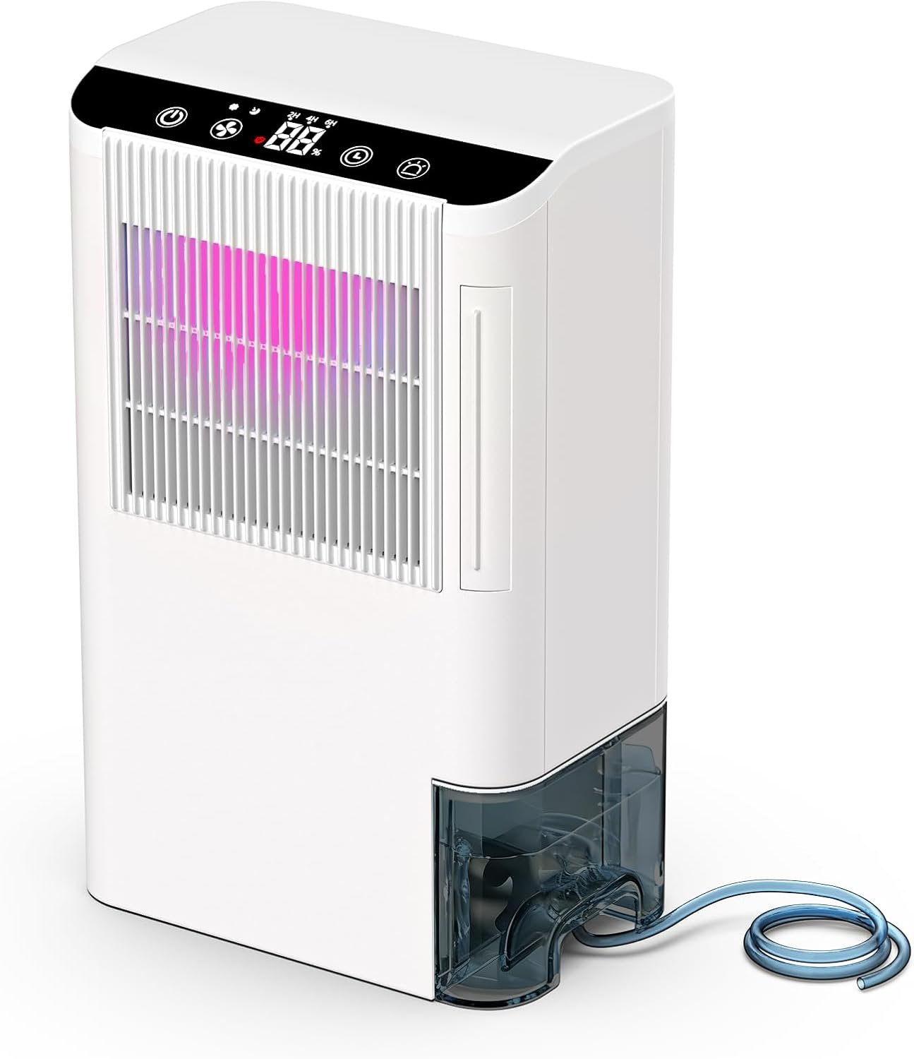 Dehumidifiers for Home, 2000 Sq.Ft Small Dehumidifier with 3.3ft Drain Hose, 2.5L Tank, Timer Sleep Mode, Portable Dehumidifier for Basement, Bedroom, Bathroom (Pearl White)