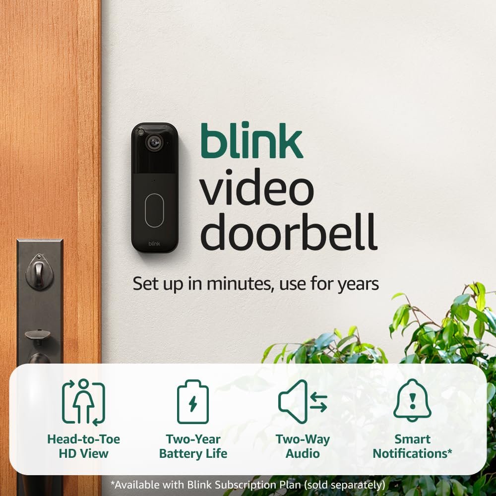 Blink Video Doorbell – Head-to-toe HD view, two-year battery life, and simple setup. Sync Module Core included – System (Black)