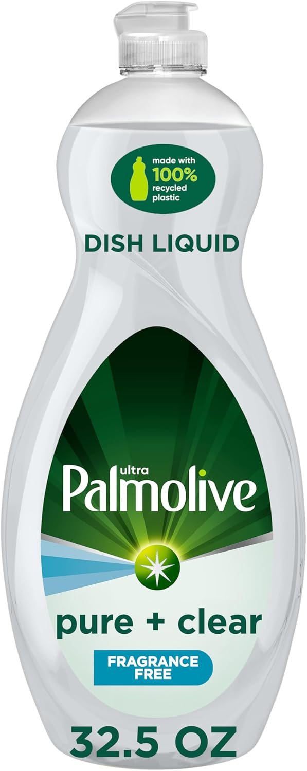 Palmolive Ultra Dishwashing Liquid Dish Soap, Pure + Clear Fragrance Free – 32.5 Fluid Ounce (Packaging may vary)