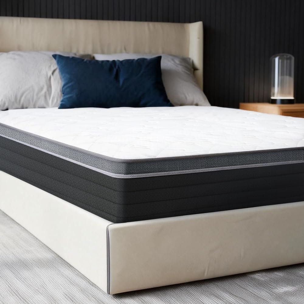 EDOW Queen Size Mattress, 60×80 Inch Queen Bed Mattress with 10 Inch Height, Independent Pocketed Coils Mattresses, Soft Comfort Hotel Quality, Queen Mattress in a Box