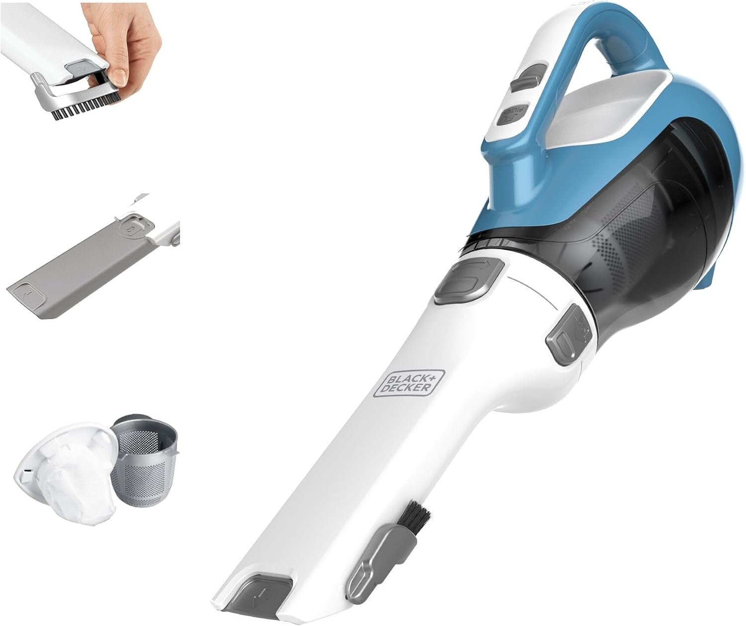 Black+Decker, Dustbuster AdvancedClean Handheld Vacuum Cordless, Compact Home and Car Vacuum with Crevice Tool, Rotating Nozzle and Charging Station