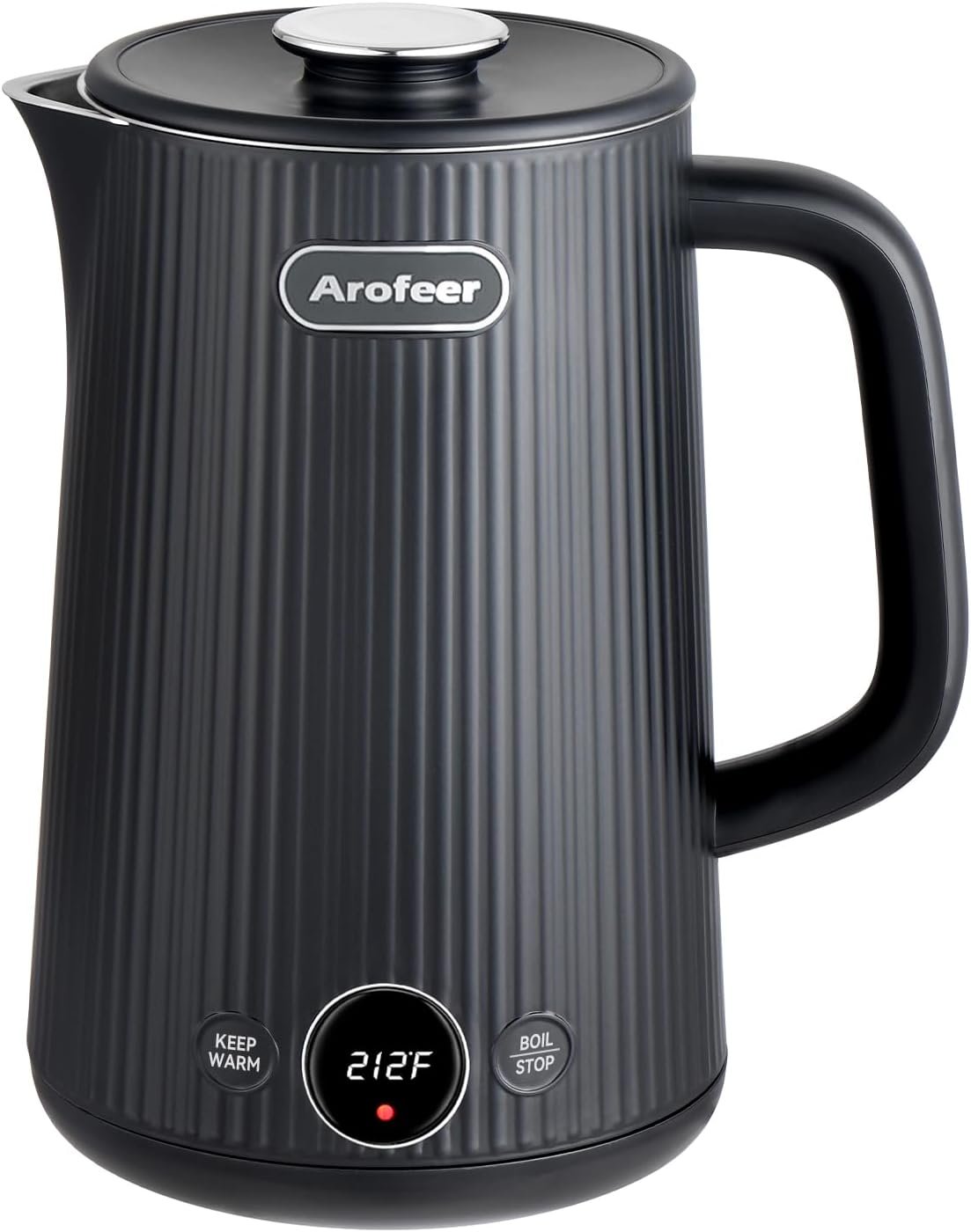Arofeer® Electric Kettle Temperature Control, 1.7L Stainless Steel Electric Tea Kettle with LED Display, 5 Presets, 4-Hour Keep Warm, Fast Boil Hot Water Kettle for Tea, Coffee & Oatmeal, Black