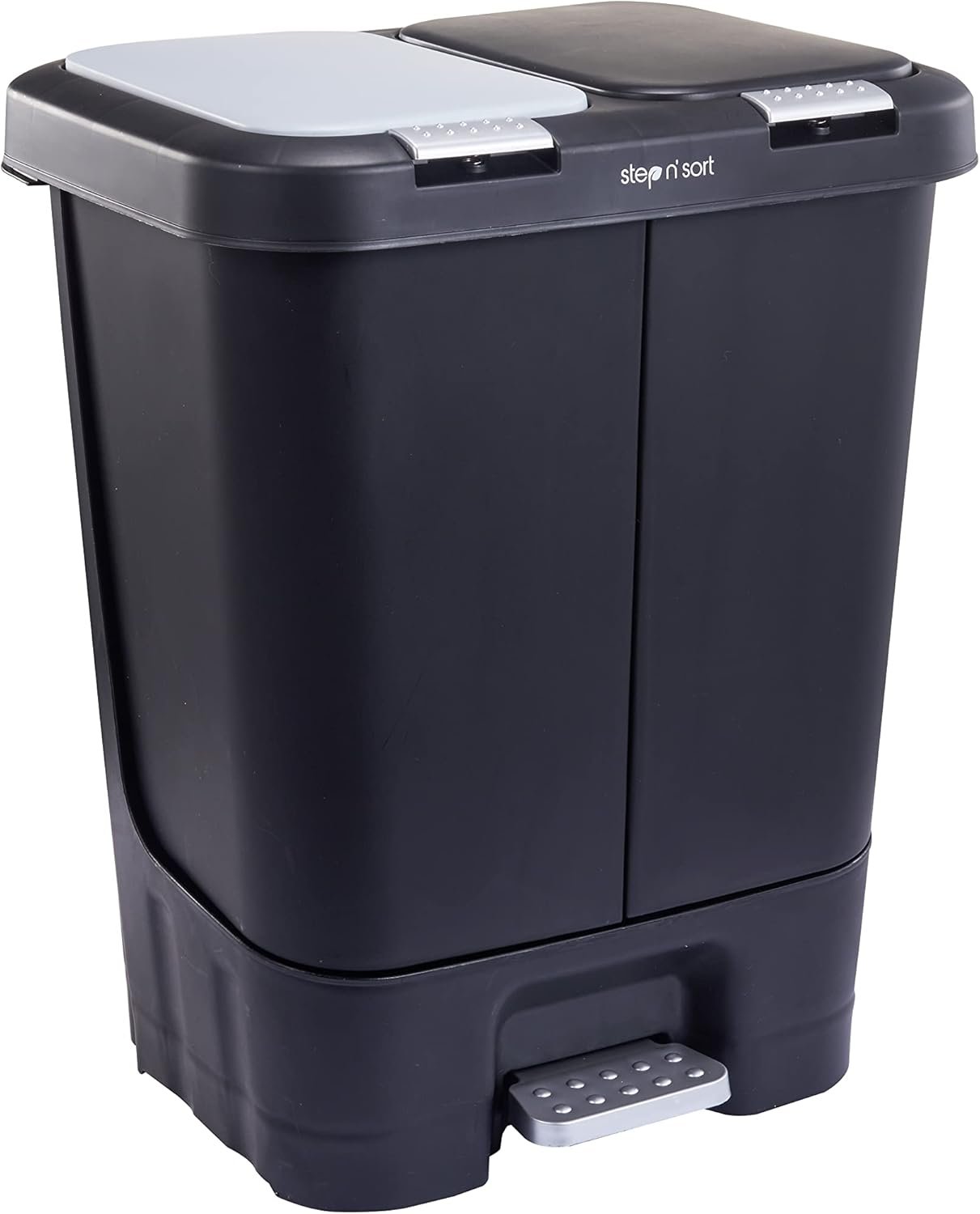 Step N’ Sort 2 x 5.5 Gallon, Dual Trash and Recycling Bin with Slow Close Lid,Black,40 Liter,SNS402-B