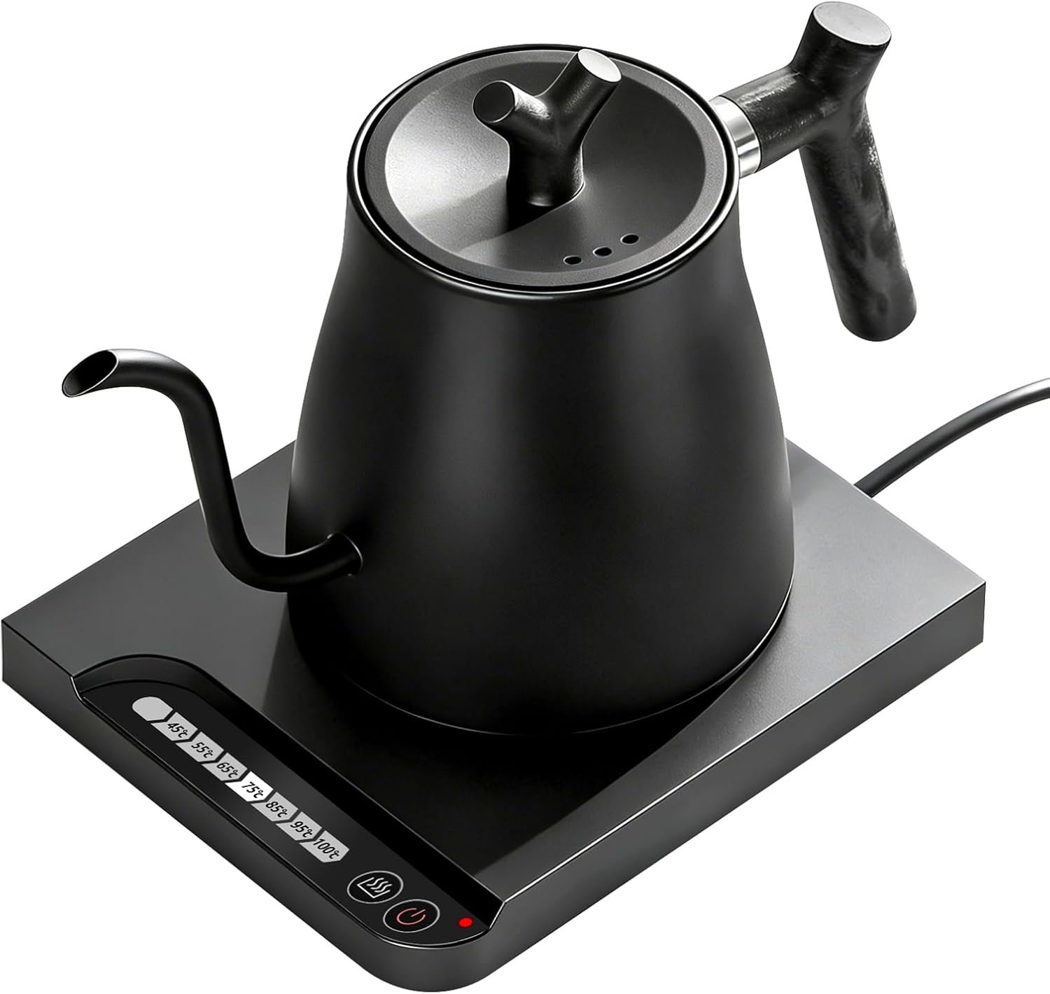 Gooseneck Electric Kettle, 1.0L Pour Over Coffee Kettle with Variable Temperature Control, 1200W Fast Heating, Keep Warm, 100% Stainless Steel Interior, Matte Black