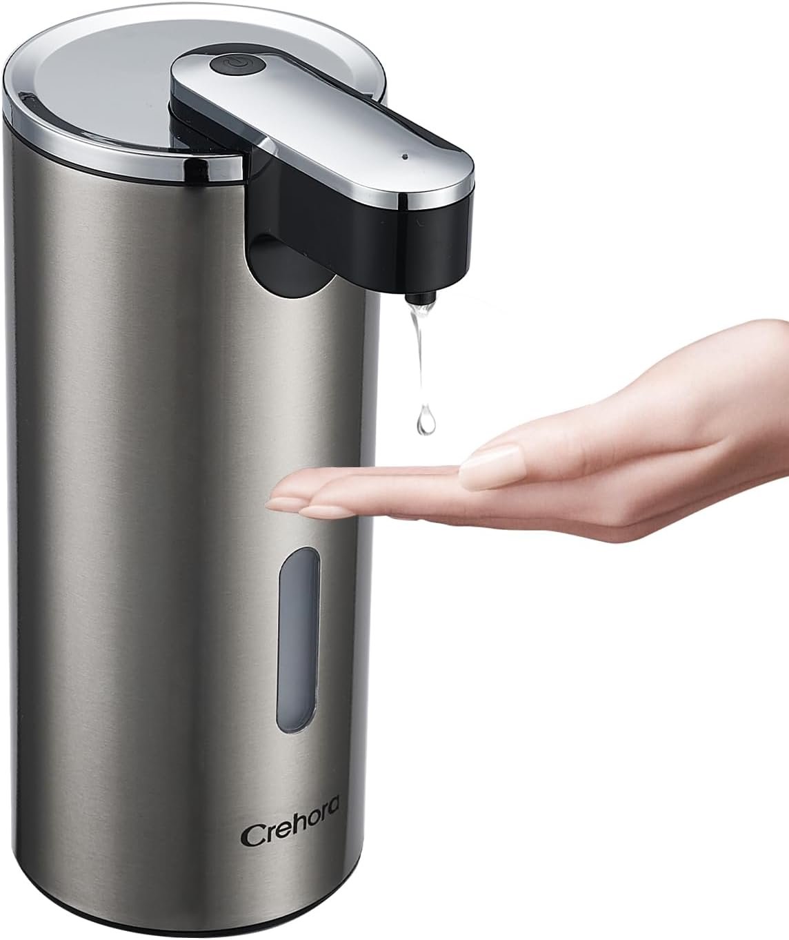 Automatic Soap Dispenser, Automatic Liquid Soap Dispenser Touchless, 12oz/340ml, 3-Level Adjustable, Battery Operated, Water-Resistant for Bathroom, Kitchen and School, Clog-Free, Stainless Steel