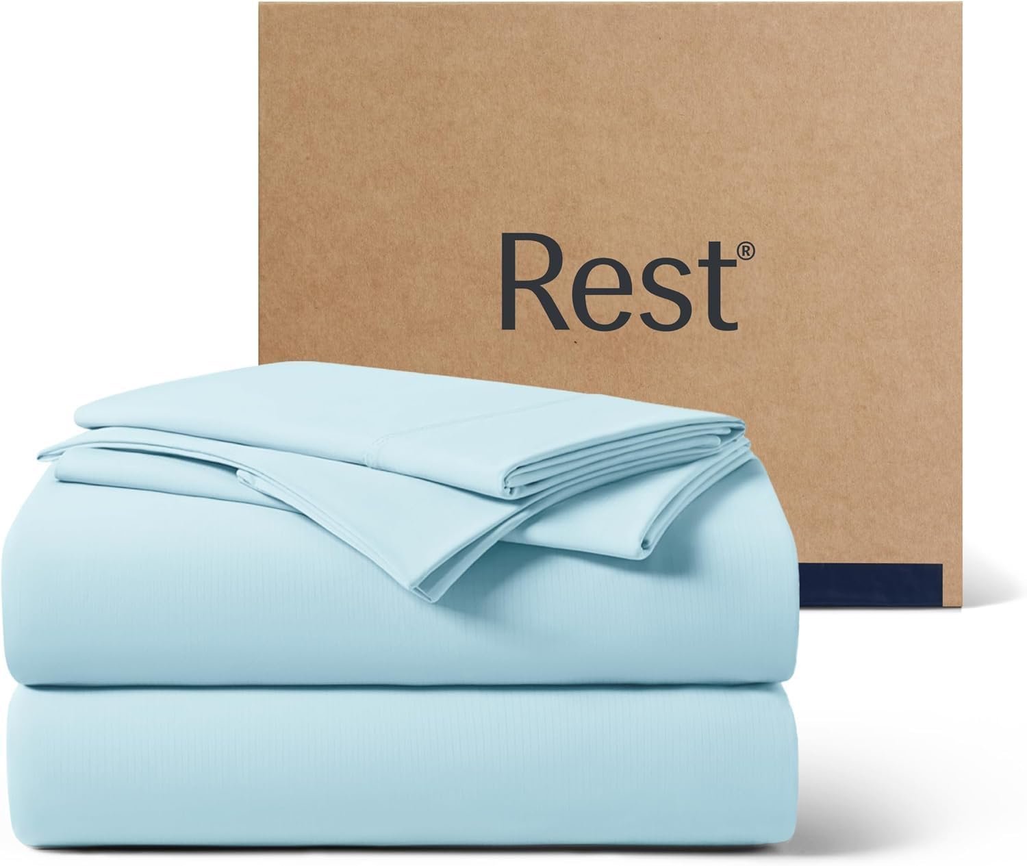 REST® Evercool®+ Cooling Sheet Set, King Size, Light Blue, Breathable Bed Sheets for Hot Sleeper and Night Sweats, with Pillowcases, with Ionic+ Self-Cleaning Silver Yarn for Sensitive Skin, 4PCS