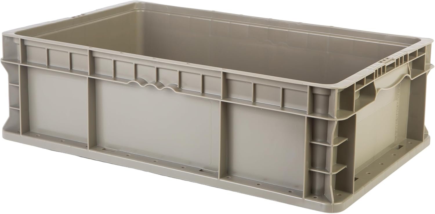 Hudson Exchange 24 x 15 x 7.5″ Straight Wall Handled Storage Container Tote, Gray/Brown