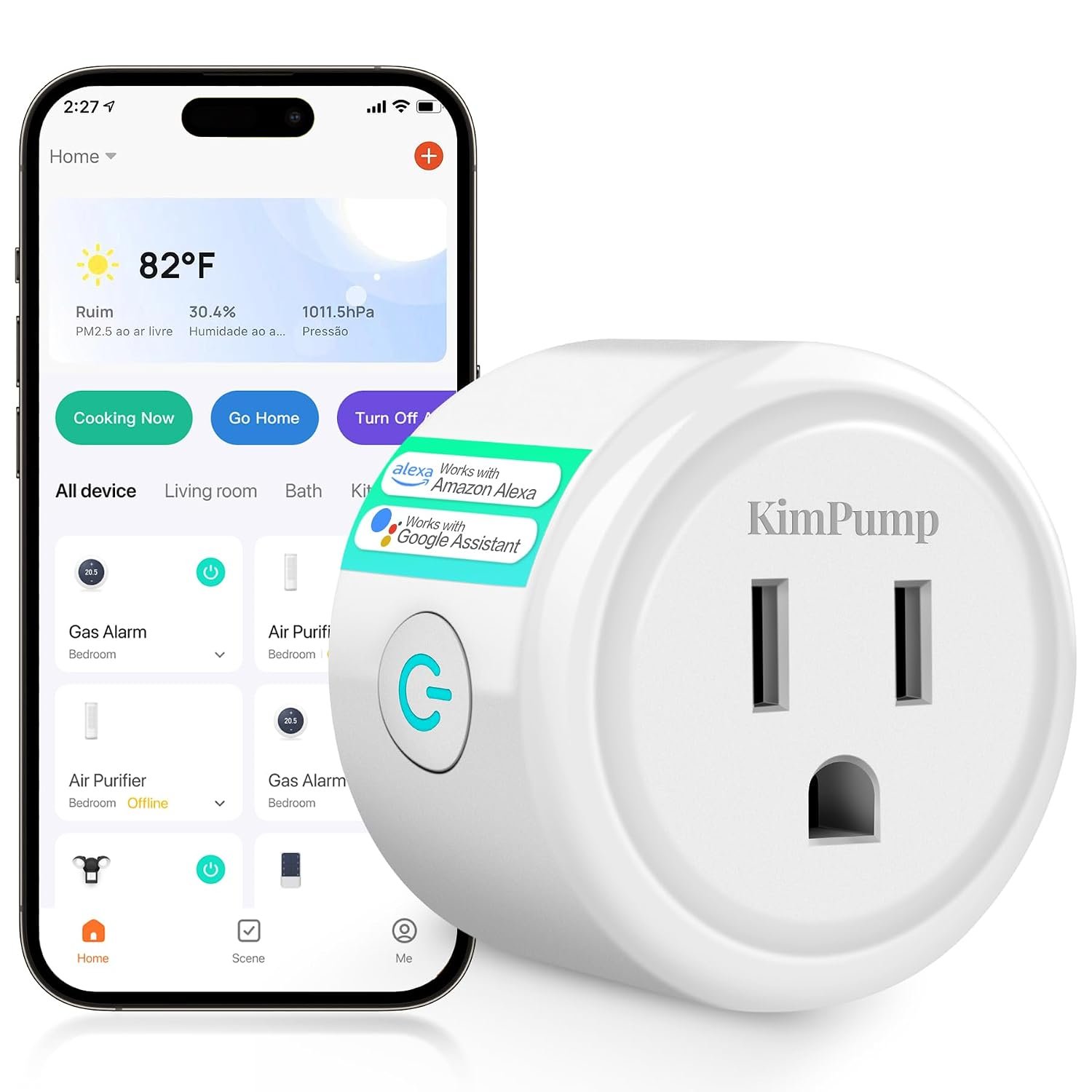 KimPump WiFi Smart Plugs, App Controlled Plug Compatible with Alexa and Google Home, Wireless Outlet Plug with Timer & Schedule, 2.4GHz Wi-Fi Only Smart Socket Outlet FCC Listed for Home