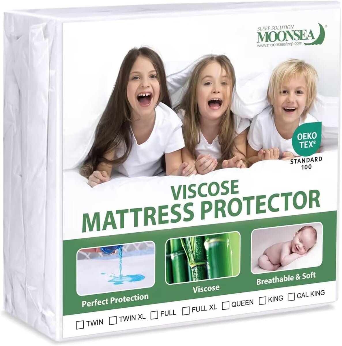 Waterproof Mattress Protector Twin Size, Skin Friendly and Breathable Twin Mattress Cover for Kids, Viscose Jersey Mattress Pad with 14″ Deep Pocket
