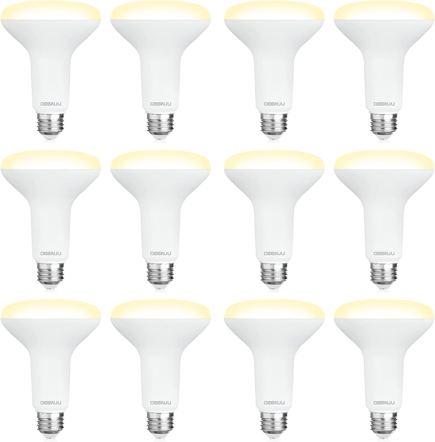DEGNJU 12 Pack BR30 LED Recessed Light Bulb, Dimmable Indoor Flood Light Bulbs CRI80 7W Equivalent 65W 2700K Soft White 650 Lumens, 15000 Lifetime Hours E26 Base LED Can Light Bulb, Flicker-Free