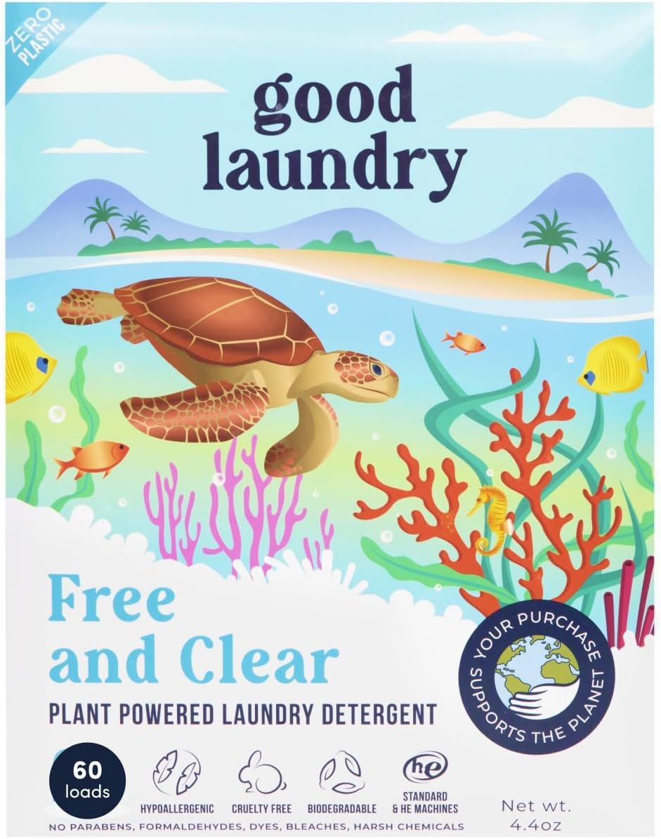 Good Laundry Detergent Sheets – Unscented (60 Loads) – Eco-Friendly Laundry Detergent Sheets, Hypoallergenic, No Plastic Jugs or Waste – Based in the USA