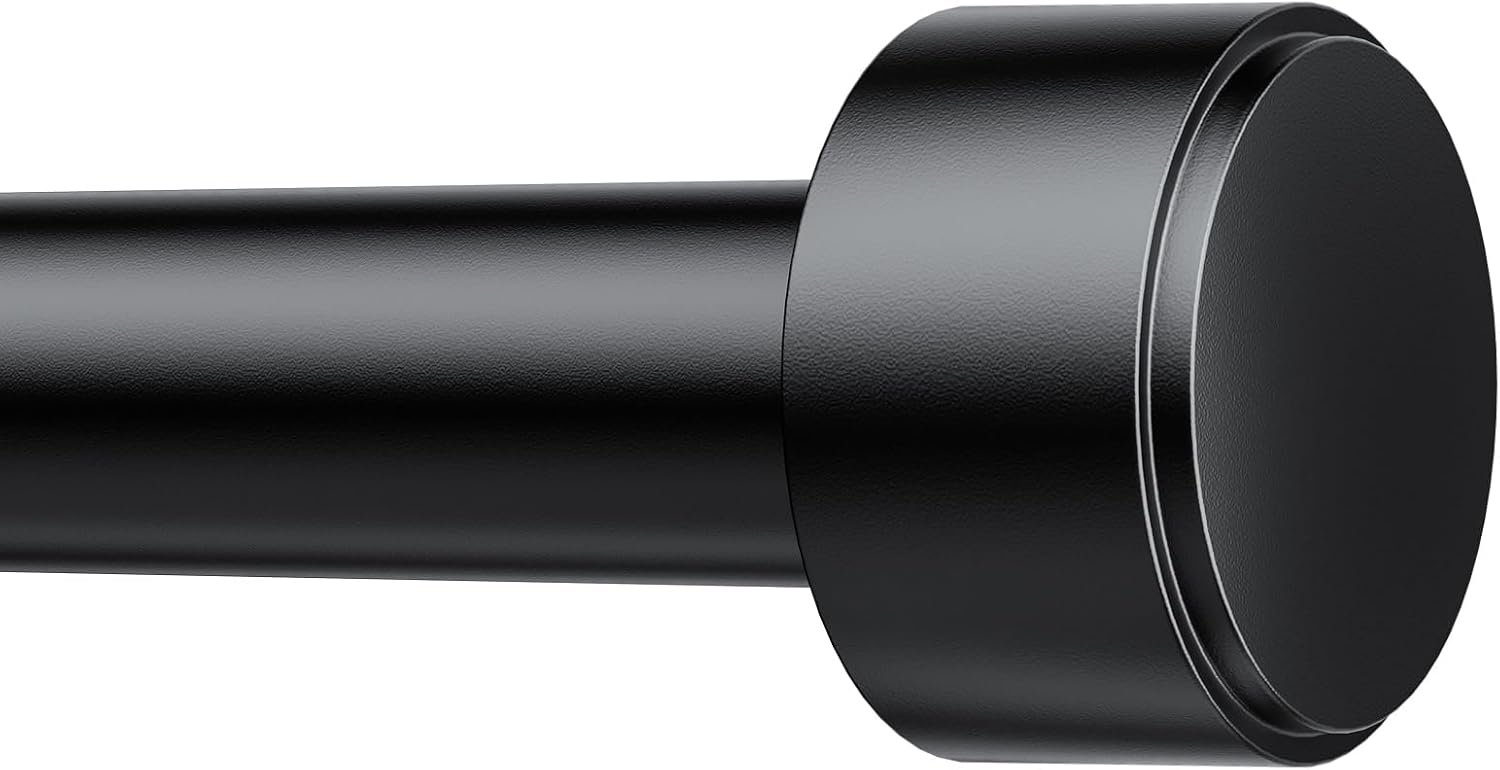 Curtain Rods for Windows 32-96 Inch, 1 Inch Adjustable Black Curtain Rod Set with Brackets, Easy Install