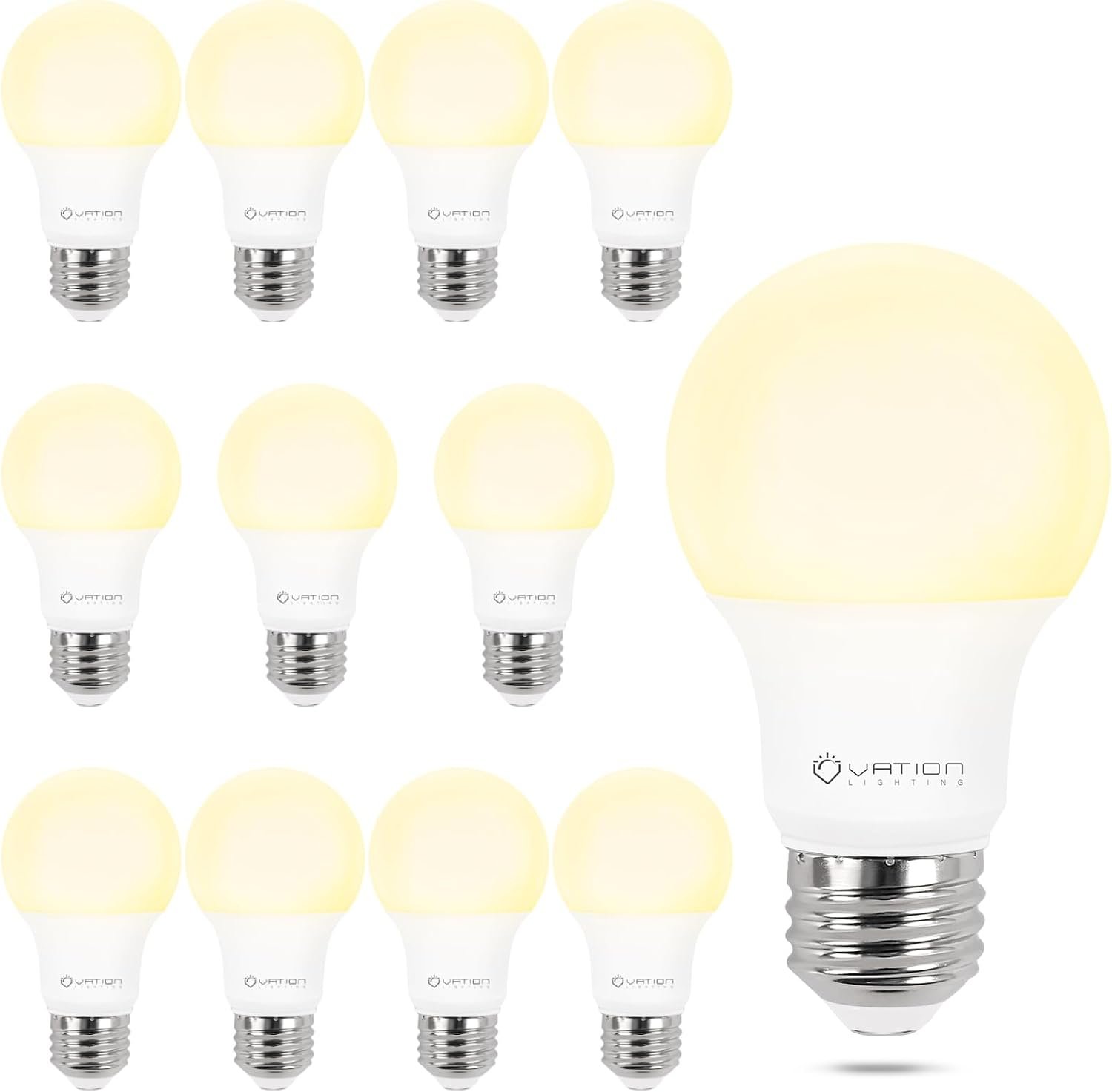 A19 Dimmable LED Light Bulbs, 60 Watt Equivalent 9W, 3000K Warmwhite, 800LM | E26 Medium Base, 1,5000 Hour Lifespan, Energy Saving Light Bulbs for Bedroom Living Room Home Office，ETL/UL Listed, 12 Pack
