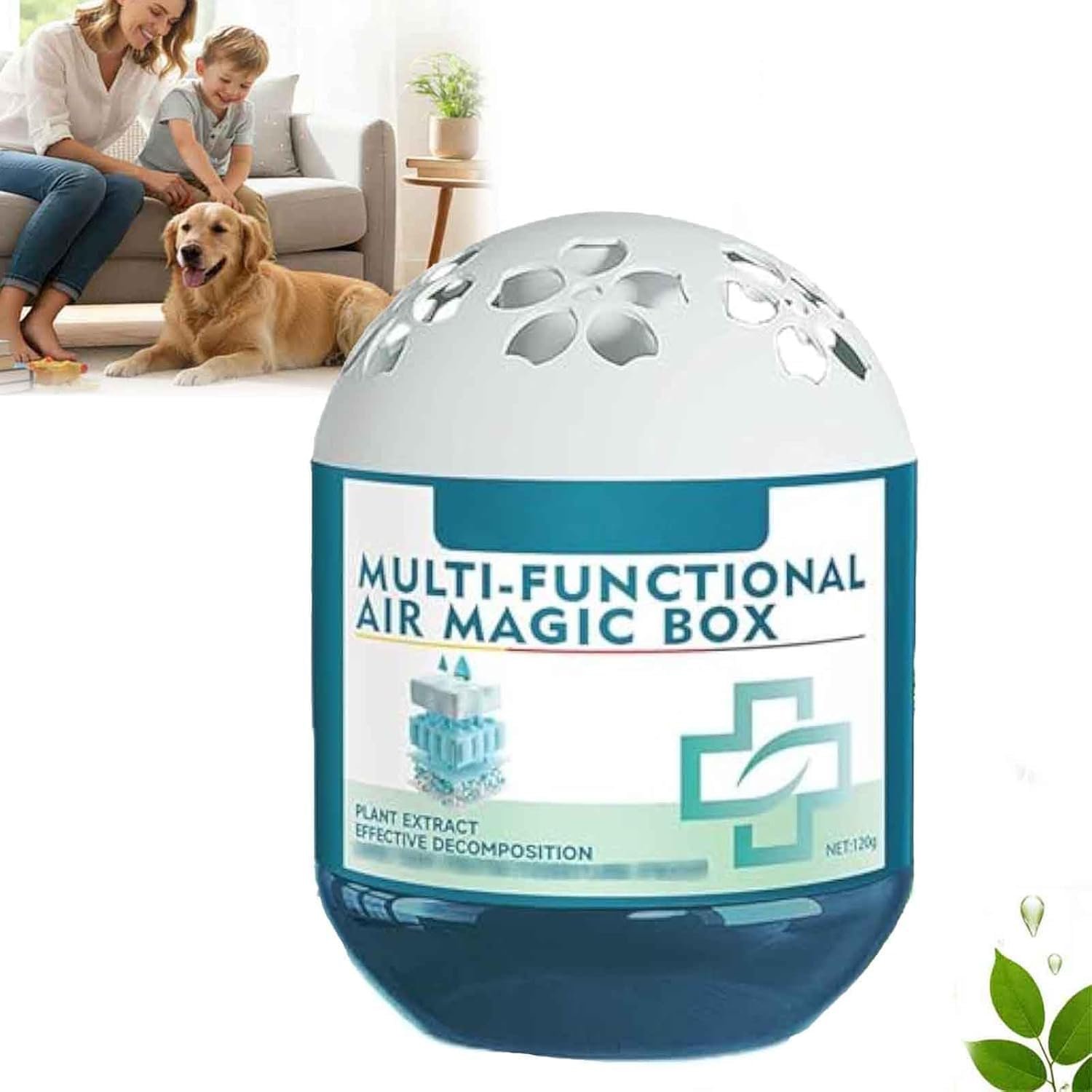 Oprtuisi Magic Box Indoor Air Purifier, 120G, Blue, Automatic Dust-Sucking, No Electricity Required, Noiseless Operation, HEPA Filter Technology, Lavender Scent, Sphere Form