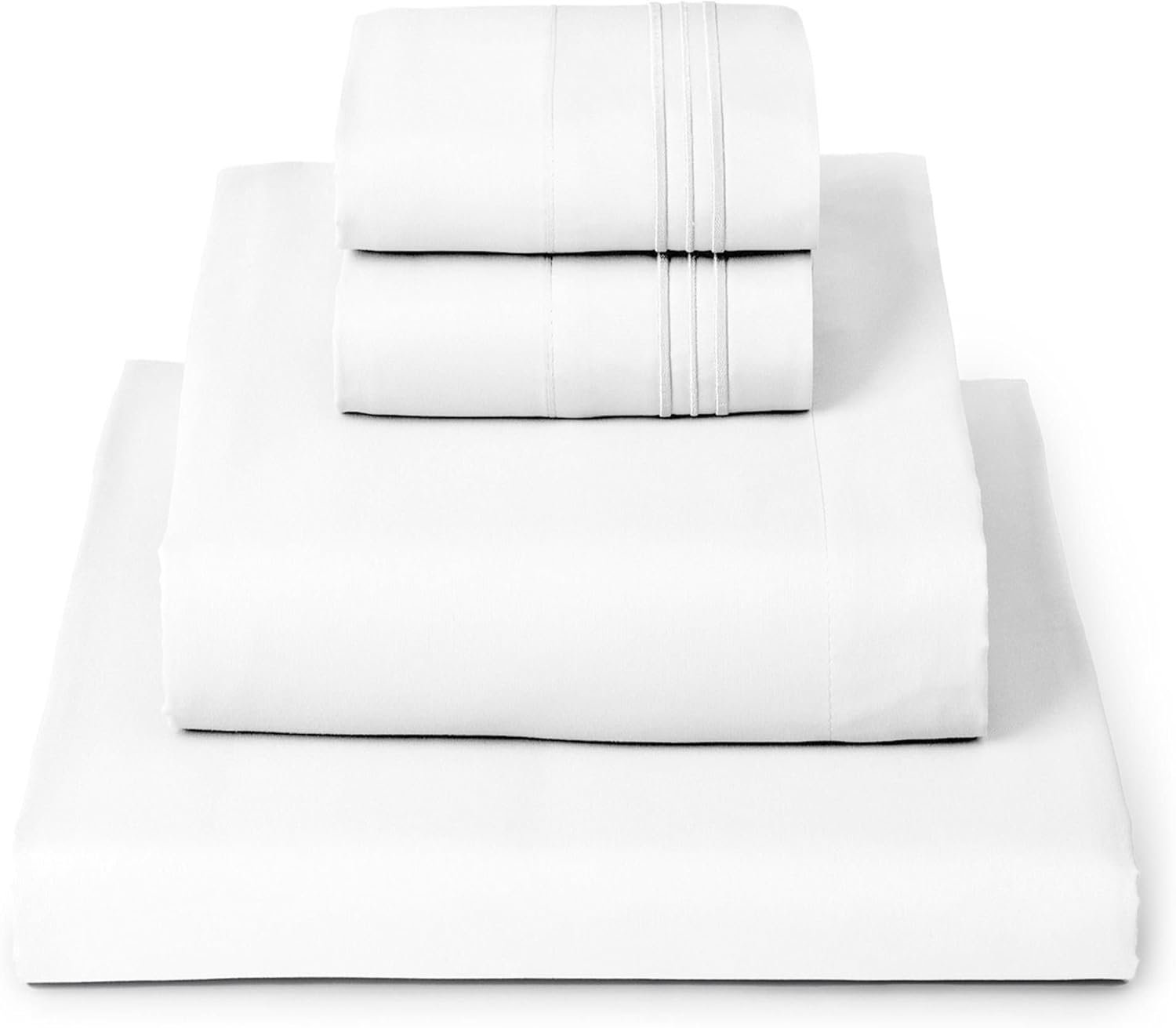 Mellanni Queen Sheets Set – 4 PC Iconic Collection Bedding – Hotel Luxury, Extra Soft, Cooling Bed Sheets – Wrinkle, Fade, Stain Resistant (Queen, White)