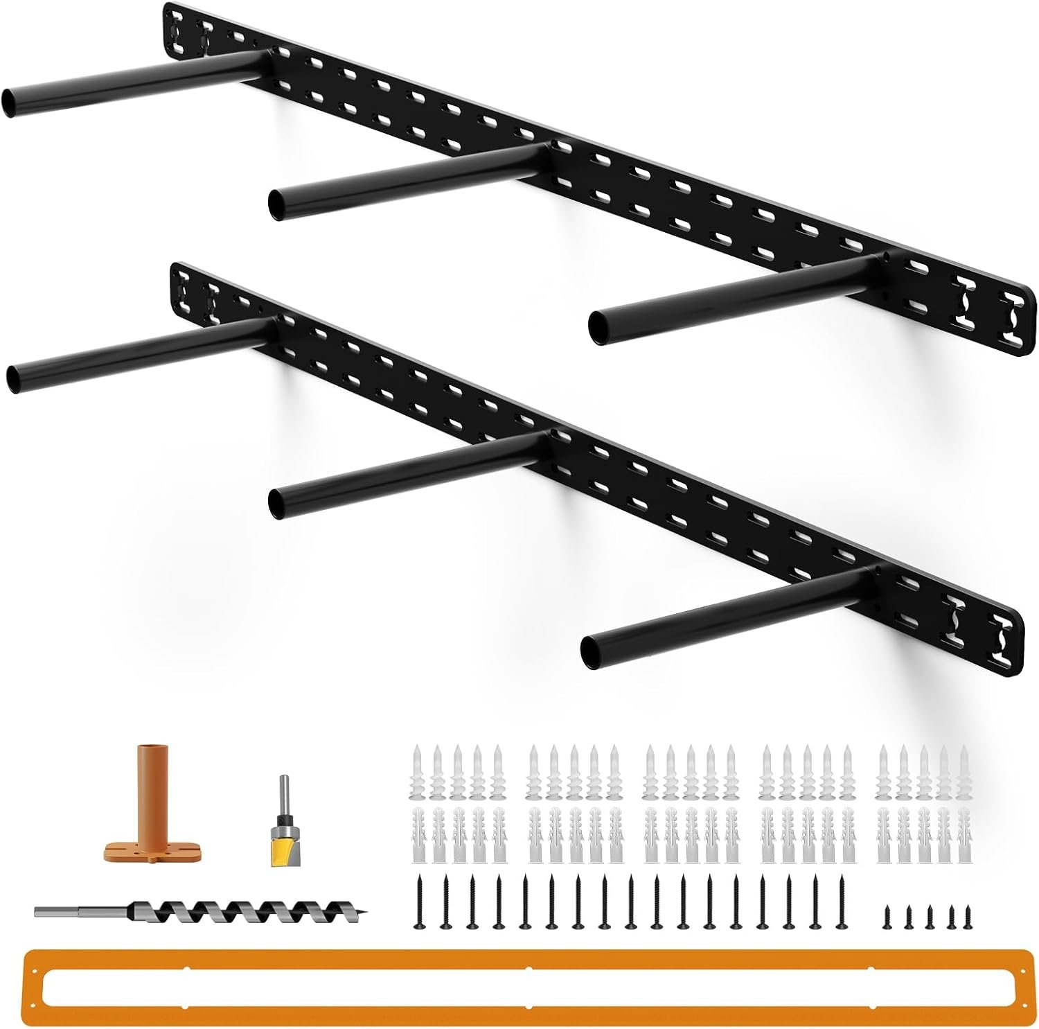 2pcs Floating Shelf Hardware Heavy Duty Hidden Shelf Brackets Support,Wall Mounting Invisible Floating Shelves Bracket with Jig (34″ x 8″ x 1.5″ with Tools)