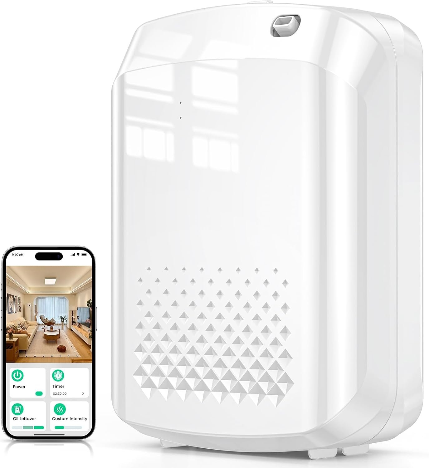 XEITIN Waterless Essential Oil Diffuser 3000 Sq.Ft Coverage for Large Home Hotel Office, 400ml Cold Air Scent Machine, Bluetooth App Control, No-Noise Aroma Diffuser Wall Mount Gift for Her