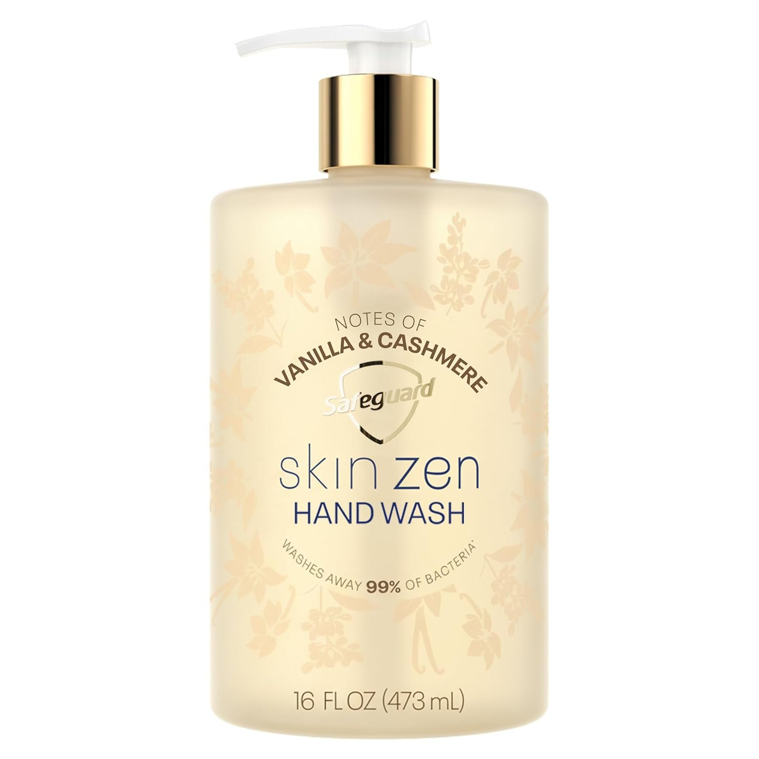 Safeguard Liquid Hand Soap, Skin Zen, Washes Away 99% Bacteria, Made with Natural Moisturizers & 2X Skin Conditioners, Safeguarding Families, PH Balanced Formula, Vanilla & Cashmere Scent, 16 oz