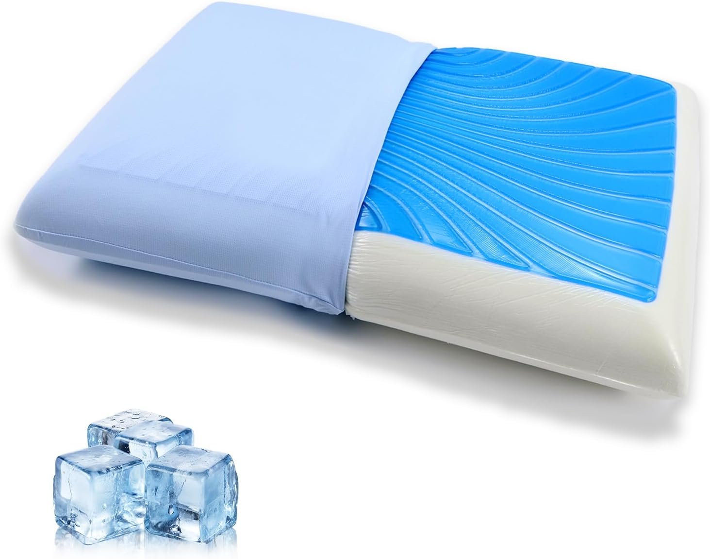 Cooling Bed Pillows for Sleeping, Gel Memory Foam Cooling Pillows for Hot Sleepers, Comfortable Fabric, Large, Soft Yet Supportive, White