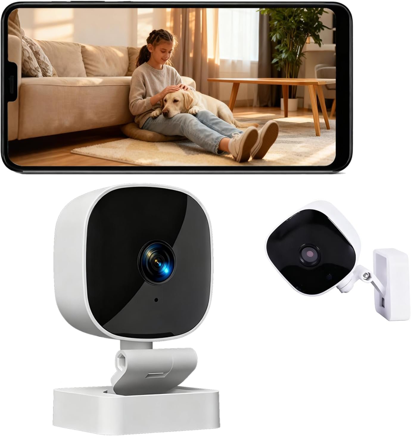 Security Camera Indoor, 2K HD WiFi Cameras for Home Security, Pet/Dog/Baby Camera Monitor with Phone app, 2-Way Audio, Night Vision, 24/7 SD Card Storage, Compatible with iOS & Android(2.4G Only)
