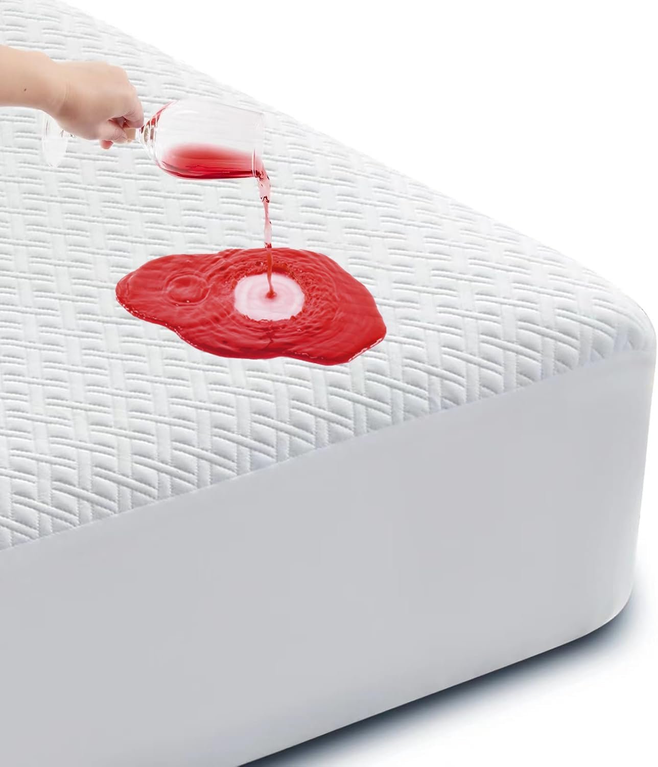 Cozymaker Queen Size 100% Waterproof Mattress Protector, Cooling Mattress Cover Fitted 8-21″ Deep Pocket, 3D Air Fabric Soft Breathable Bed Mattress Pad Cover Noiseless Washable