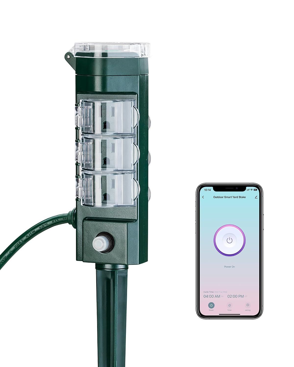 HBN Outdoor Smart Plug Waterproof with 6 Outlets,WiFi Power Stake Timer 6Ft Cord,Outdoor Outlet Timer for Halloween/Christmas Lights,Compatible with Alexa & Google Assistant, Voice Control,ETL Listed
