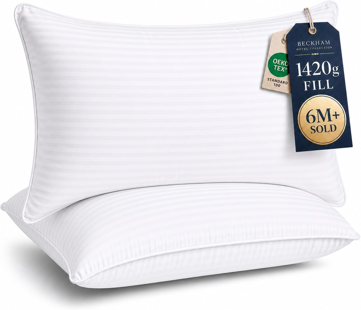 Beckham Hotel Collection Bed Pillows King Size Set of 2 – Down Alternative Pillow for Back, Stomach or Side Sleepers