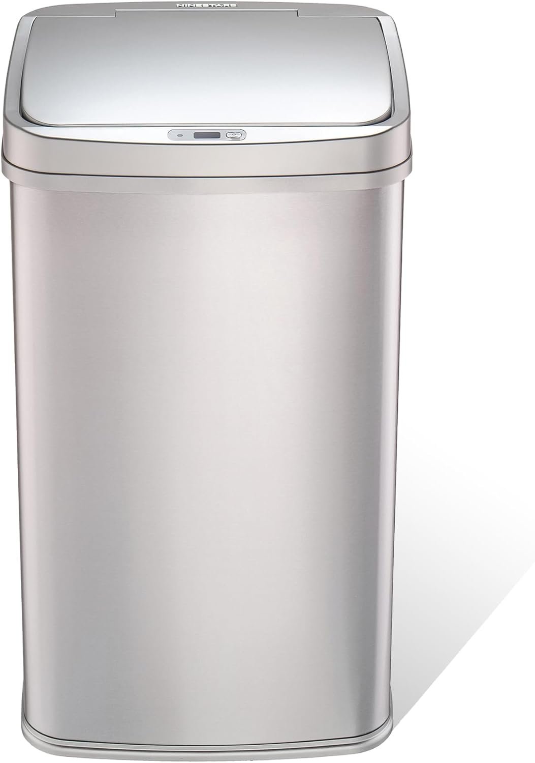 Ninestars 13 Gallon Automatic Trash Can, 50L Touchless Motion Sensor Garbage Can with Odor-Sealing Lid, Rectangular Stainless Steel, Silver Trim
