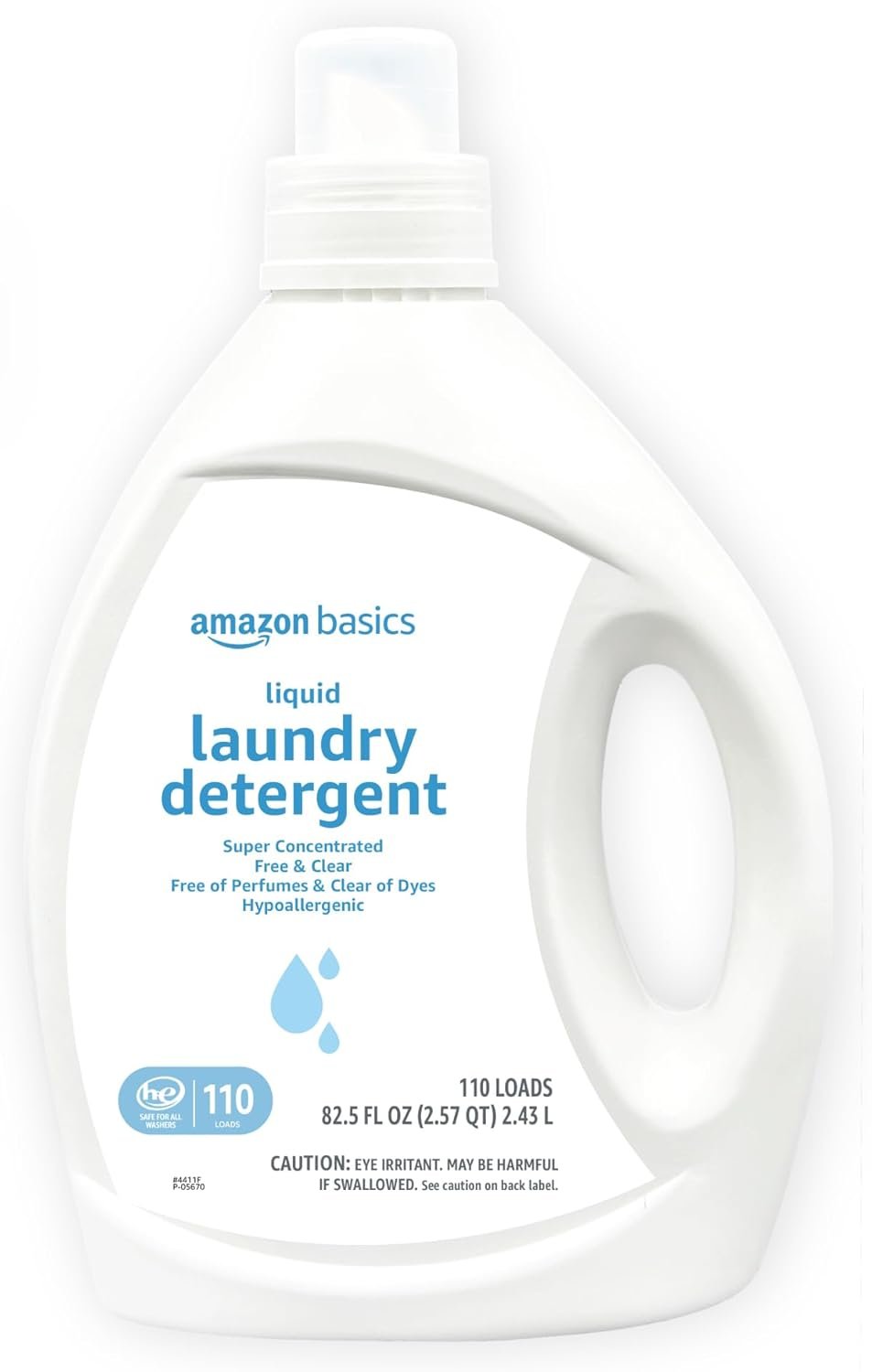 Amazon Basics Concentrated Liquid Laundry Detergent, Hypoallergenic, Free of Perfumes & Clear of Dyes, High Efficiency, 110 Loads, 82.5 Fl Oz (Previously Solimo)