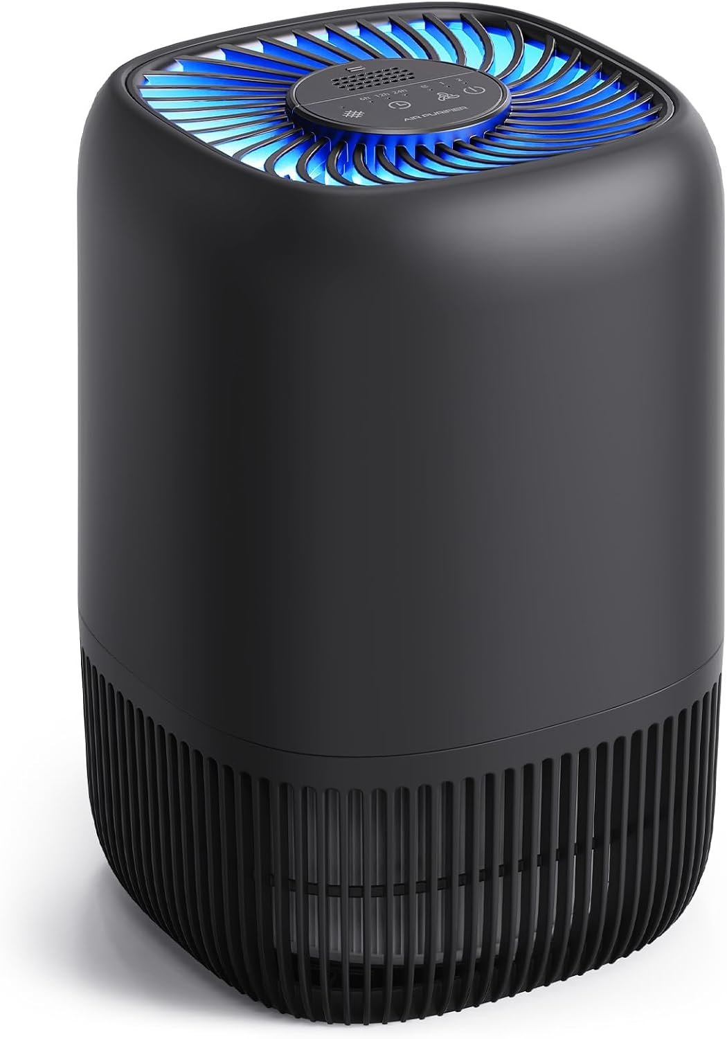 Air Purifiers for Bedroom with High Efficiency Filter Up to 1076 Ft² for Pet Hair, Odors, Pollen, Smoke, Compact Air Cleaner with 3 Speeds, Timer, Aroma Quiet 360°Intake Filter, Black