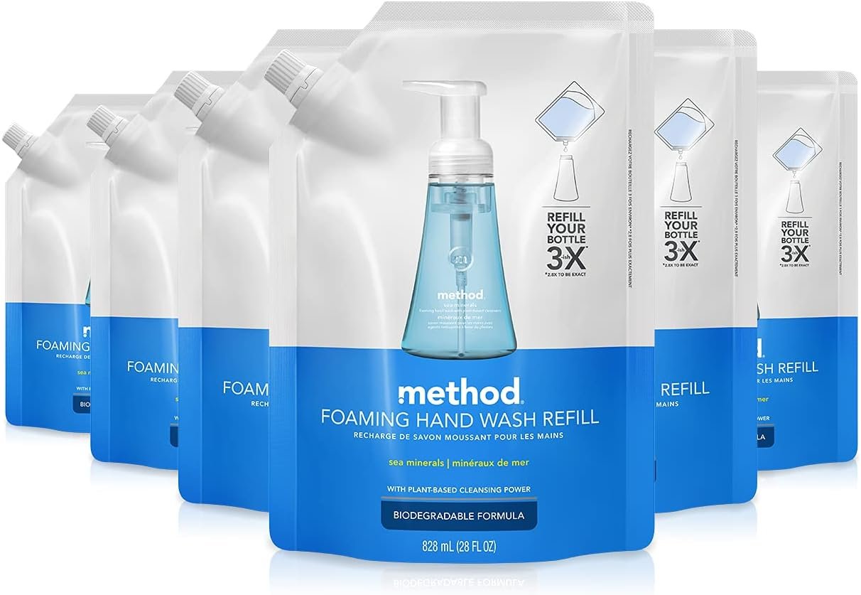 Method Foaming Hand Soap Refill, Sea Minerals, 28 Fl Oz (Pack of 6)