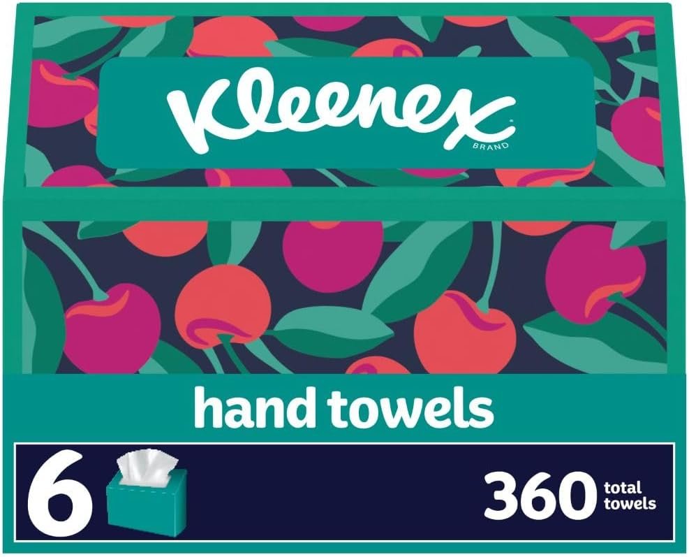 Kleenex Disposable Paper Hand Towels, 6 Boxes, 60 Tissues per Box (360 Total Tissues), Packaging May Vary | 360 Total Tissues
