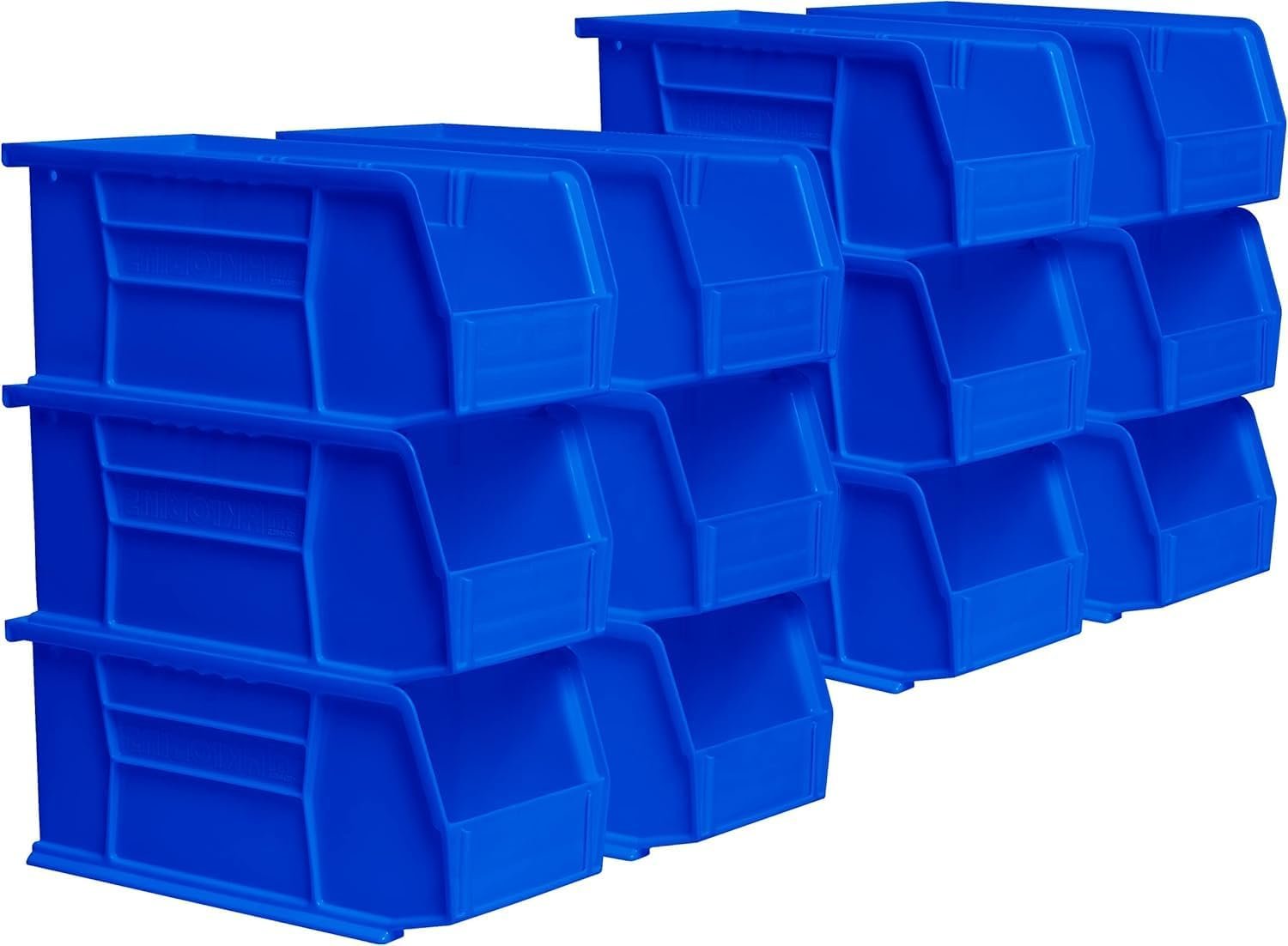 Akro-Mils 30230 AkroBins Plastic Storage Bins, Space-Saving Stackable Bins for Garage, Pantry, Craft Organization, 10.5 “L x 5.5 “W x 5″H, Blue, 12-Pack
