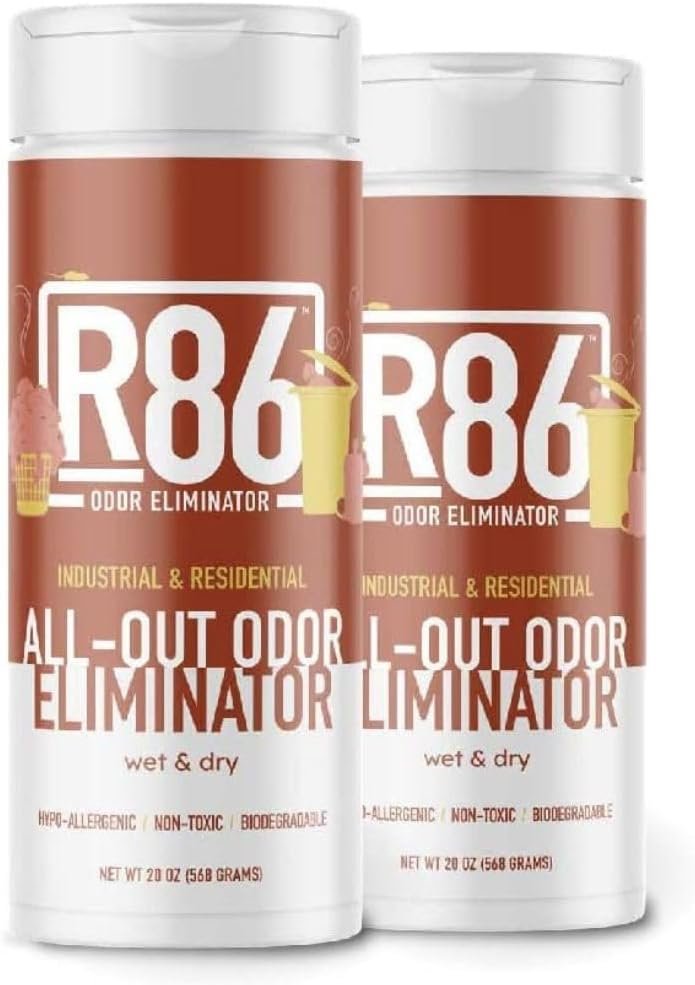 R86 Industrial All-Out Odor Eliminator, Removes Dead Animal Odor, Skunk Odor, Urine, Poop, Musty Basement & More – Natural Formula, Use Wet or Dry, Biodegradable