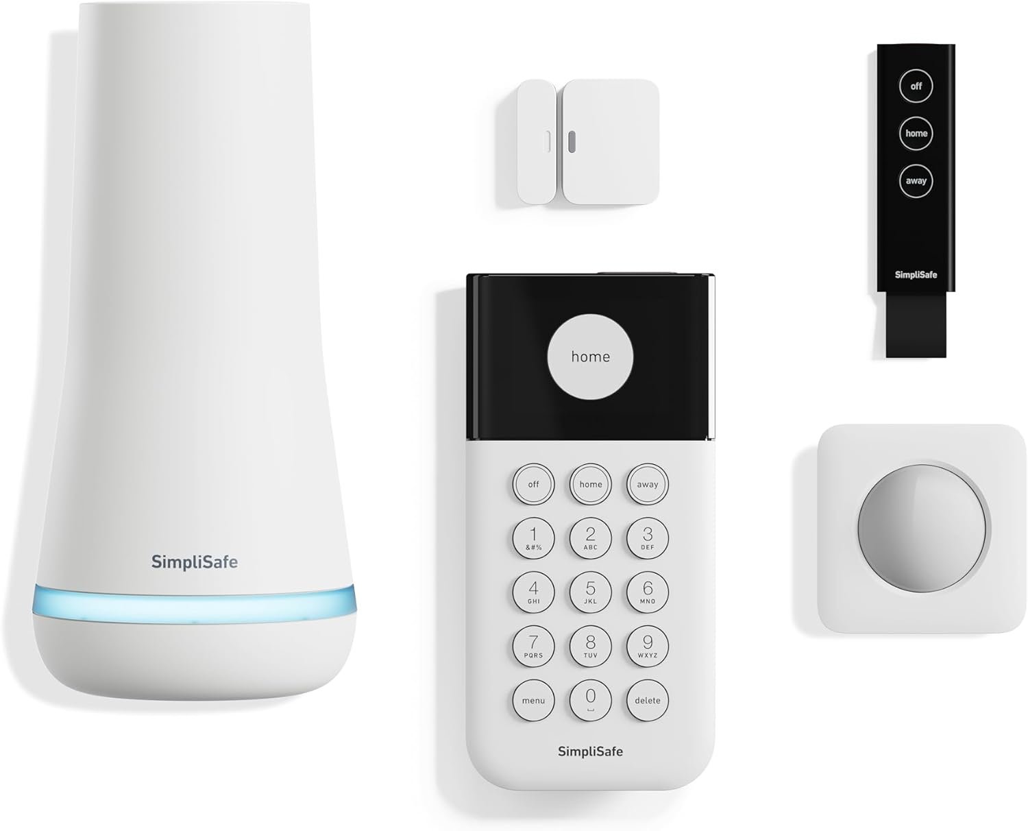 SimpliSafe 5 Piece Wireless Home Security System – Optional 24/7 Professional Monitoring – No Contract – Compatible with Alexa and Google Assistant,White