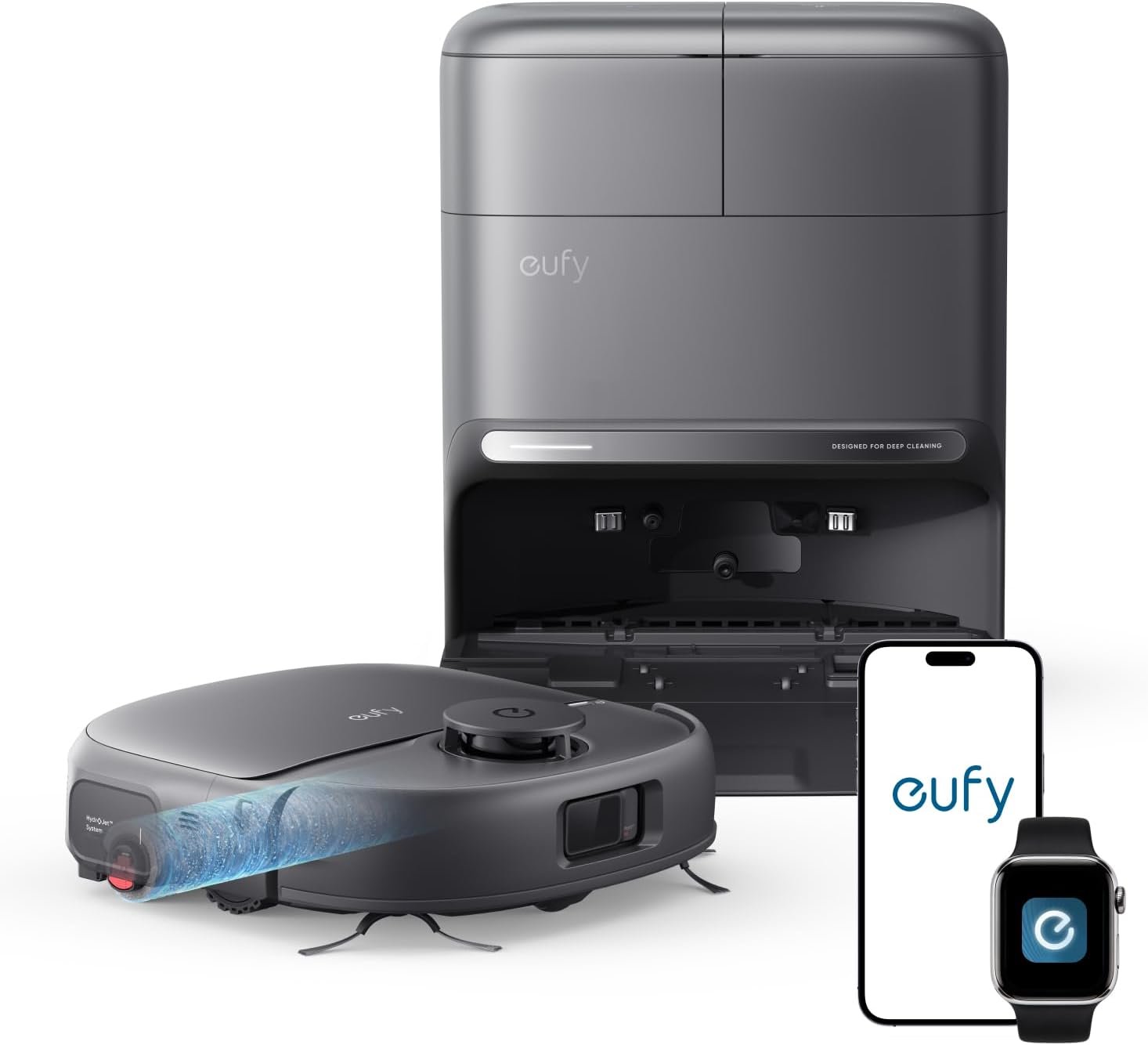 eufy C28 2026 New Robot Vacuum and Mop Combo,15,000 Pa Suction, HydroJet Self Clean Roller Mop, Upgraded from X10 Pro, Zero-Tangle for Pet Hair, Auto Mop Washing&Drying, Self-Emptying&Refilling