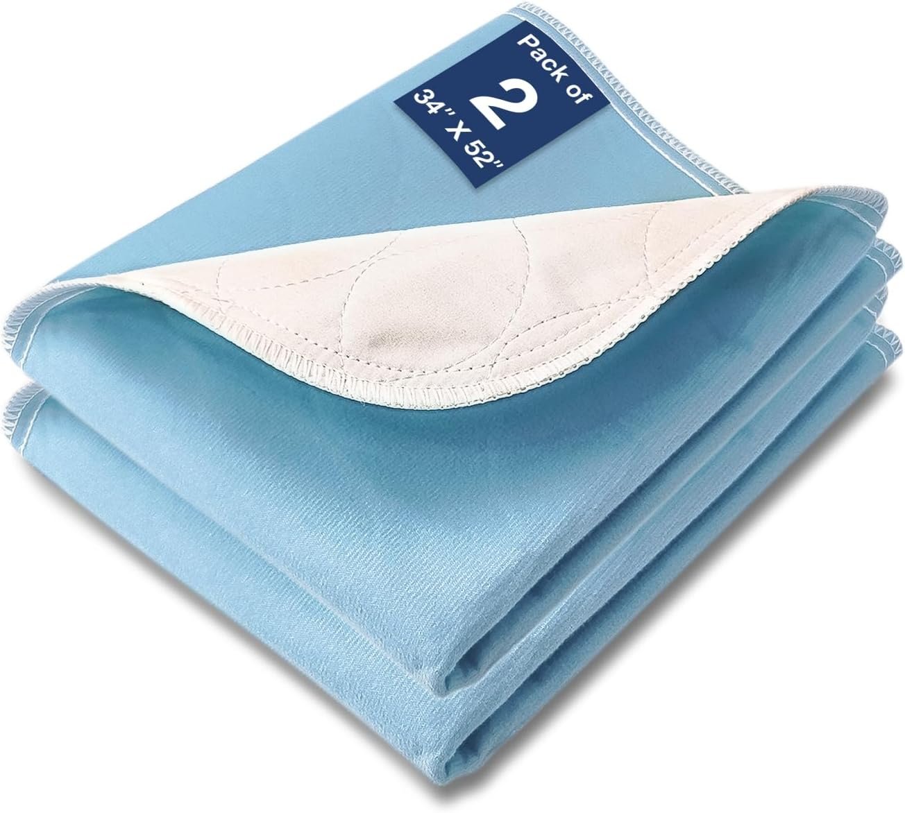 Bed Pads Washable Waterproof, 52″ x 34″ (2 Pack) Incontinence Bed Pads, Waterproof Mattress Protector & Washable Pee Pads, Perfect for Adults, The Elderly and Pets
