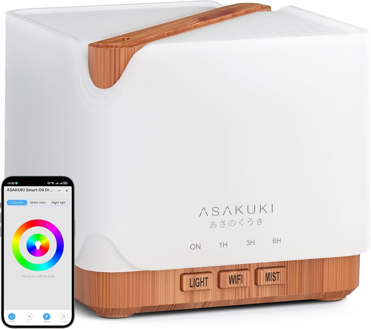 ASAKUKI Essential Oil Diffuser Smart WiFi Humidifier 700 ml | Easy Connect with Alexa and Google Home, Phone App & Voice Control, Customized Schedule Timers and LED Light