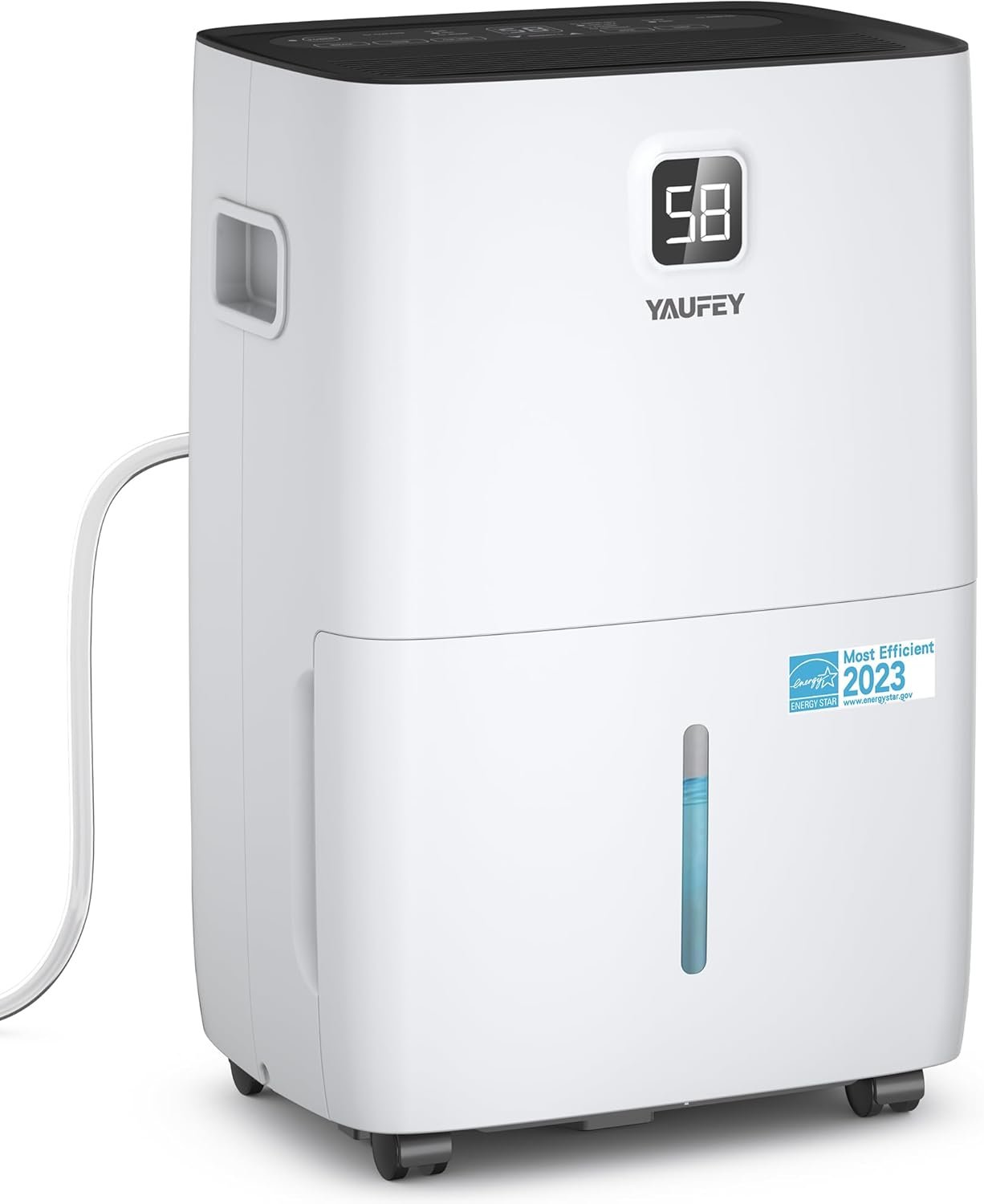 Yaufey 5000 Sq.Ft. Energy Star Certified Dehumidifier, Max 80 Pints Dehumidifier for Basement with Drain Hose, Smart Compressor with Intelligent Humidity Control, Dehumidifiers for Home Bedroom