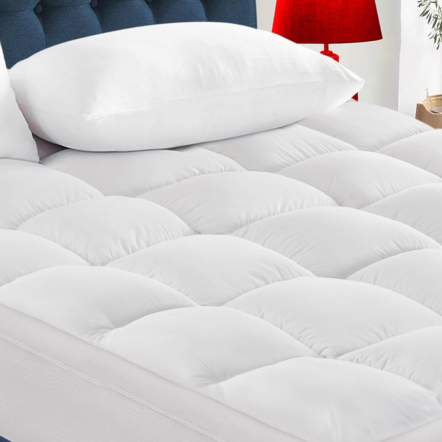 CYMULA Queen Mattress Topper for Back Pain – Extra Thick Cooling Mattress Pad Cover for Queen Size Bed – Soft Mattress Protector Pillow Top with 8-21 Inch Deep Pocket 3D Snow Down Alternative Fill