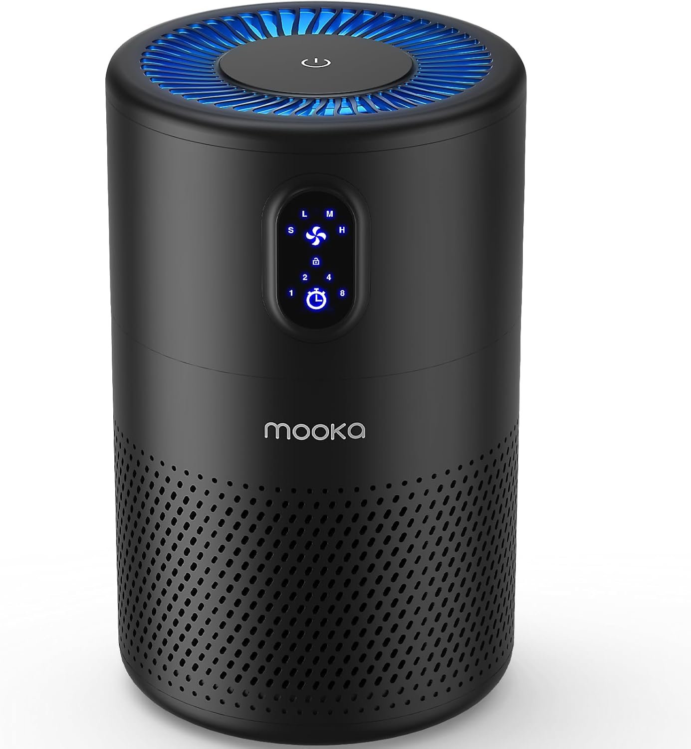 MOOKA Air Purifiers for Home Large Room up to 1076 ft², H13 True HEPA Air Filter Cleaner, Odor Eliminator, Remove Smoke Dust Pollen Pet Dander, Night Light, B-D02L Black