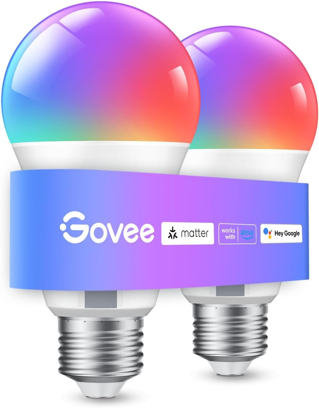 Govee Smart Light Bulbs, WiFi & Bluetooth Color Changing Light Bulbs, Music Sync, 16 Million DIY Colors RGBWW Color Lights Bulb, Work with Alexa, Google Assistant Home App, 800 Lumen, 2 Pack
