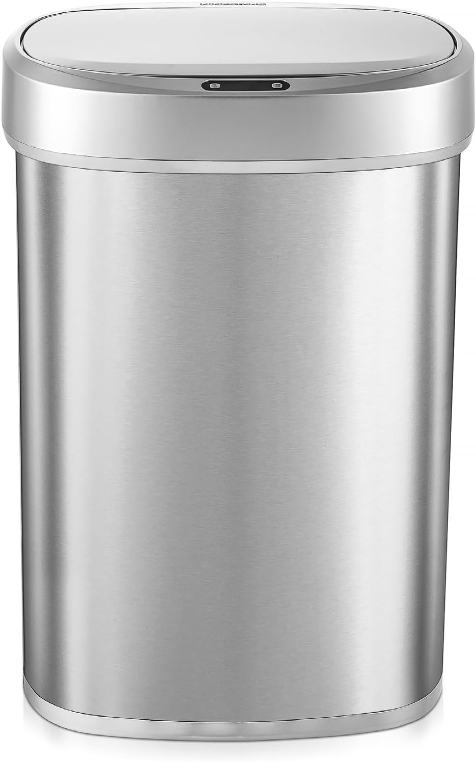 Ninestars DZT-50-49 Automatic Touchless Motion Sensor Oval Trash Can with Black Top, 13 gallon/50 L, Stainless Steel