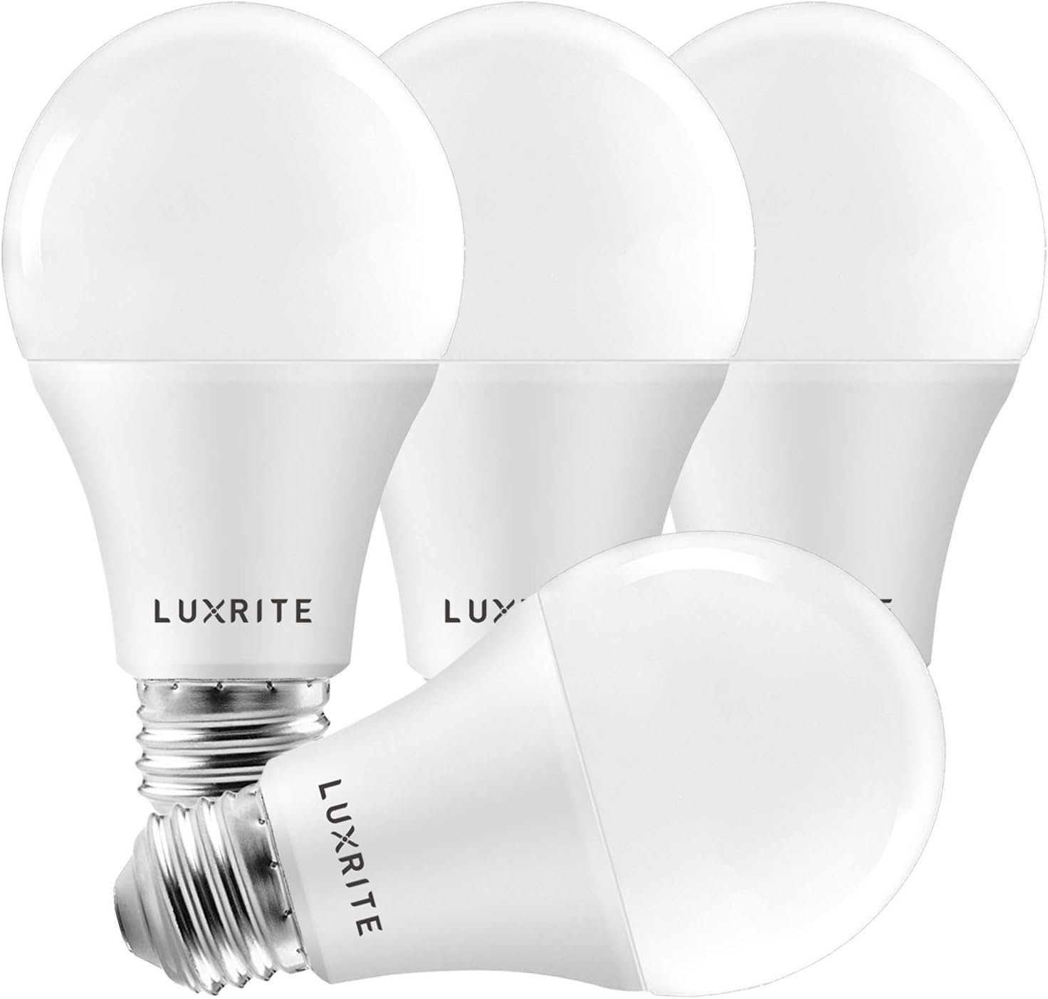 LUXRITE A19 LED Light Bulbs 100 Watt Equivalent Dimmable, 3000K Soft White, 1600 Lumens, Enclosed Fixture Rated, Standard LED Bulbs 15W, Energy Star, E26 Medium Base – Indoor and Outdoor (4 Pack)