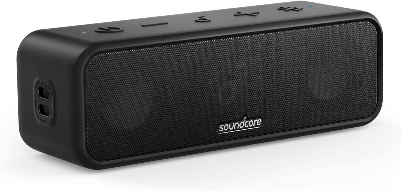 Soundcore Anker 3 Portable Bluetooth Speaker, IPX7 Waterproof, 24H Playtime | PartyCast, BassUp, Custom EQ App, Pure Titanium Diaphragm Drivers- for Home, Shower, Outdoor, and Beach