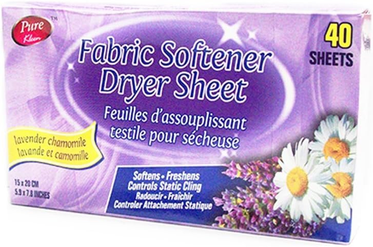 Fabric Softener Dryer Sheet- Lavender Chamomile (40 Sheets) by Pure Kleen