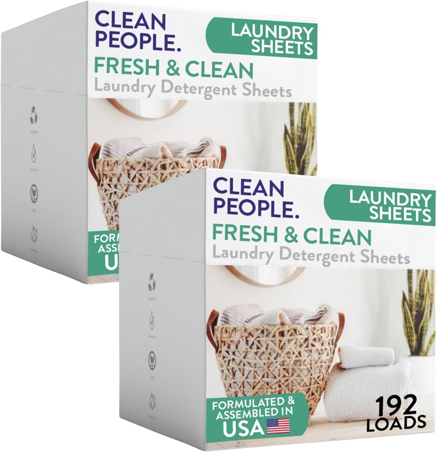 Clean People Laundry Detergent Sheets- Recyclable Packaging, Hypoallergenic, Stain Fighting, Works with All Machines including HE (384 Count, Fresh Scent)