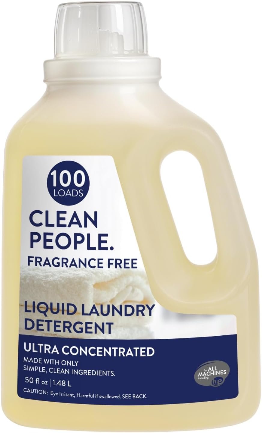 The Clean People Liquid Laundry Detergent – Recyclable Packaging, Stain Fighting – Ultra Concentrated, Laundry Soap – Fragrance Free, 50 fl oz
