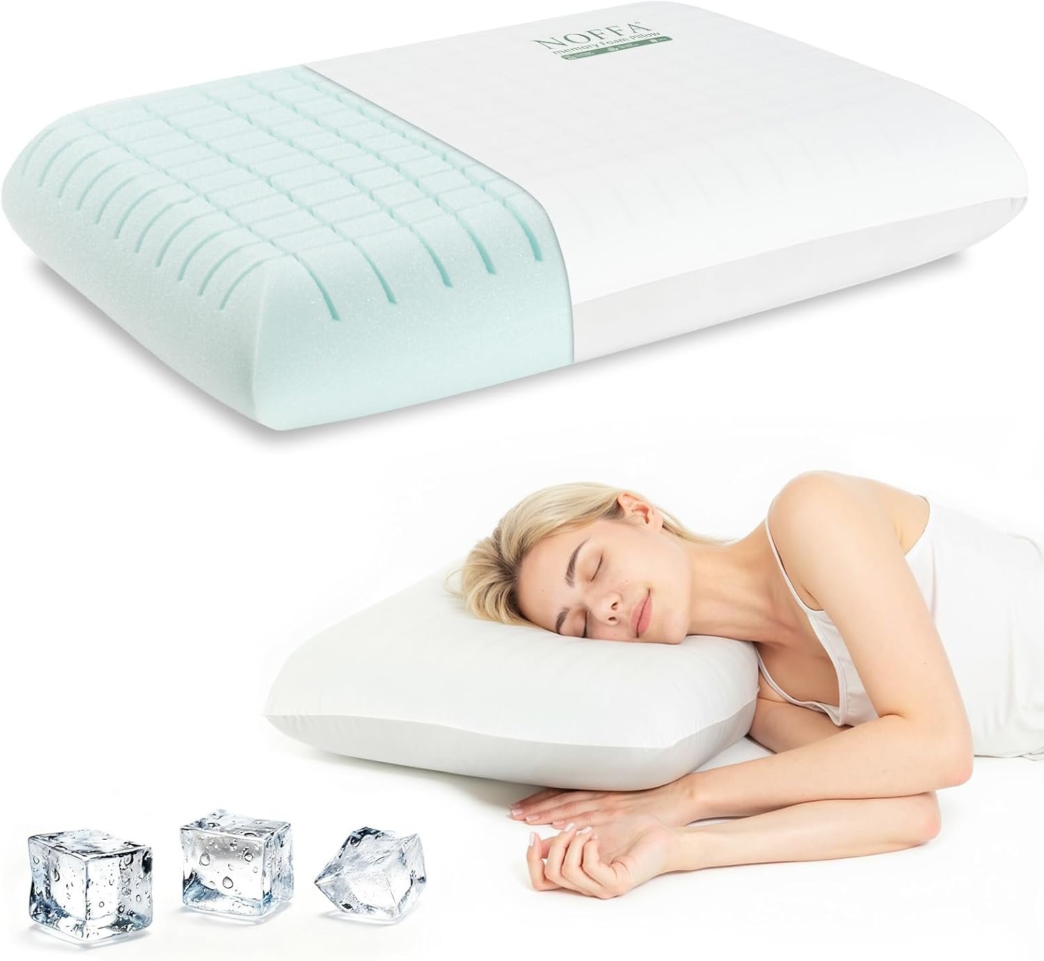 Premium Standard Pillow, Extra Soft Ice-Feel Breathable Cooling Pillow with Ventilated Sponge-Fill Support, Memory Foam Pillows-Style Bed Pillow for Hot Sleepers