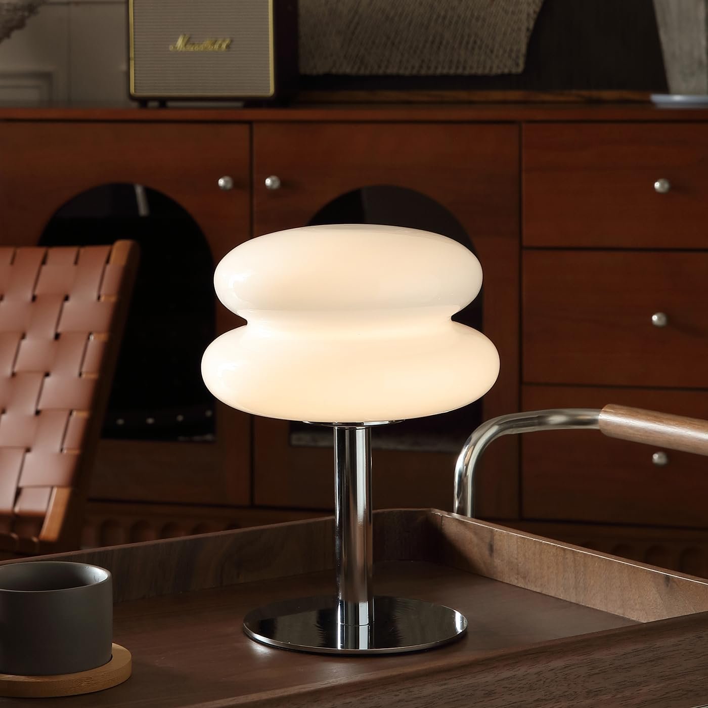 Glivpny Mushroom Lamp Table Lamp for Night Stands,Mid Century Modern Desk Lamps for Bedroom, Vintage Dimmable Bedside Small Cute Lamps, Cool Aesthetic House Warming Gifts New Home Decor(White)
